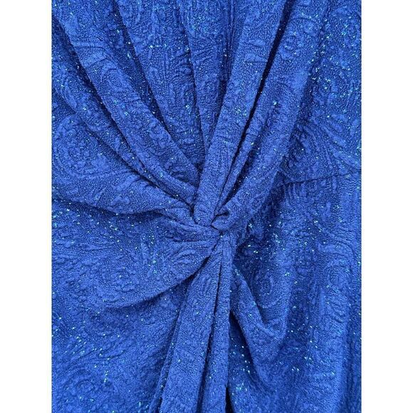 Alex Evenings Long Column Knot Front Dress Womens Plus 14W Electric Blue NWT - Picture 10 of 13